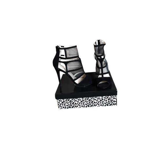 NIB Anne Michelle Black Open Toe Heels - Picture 1 of 9